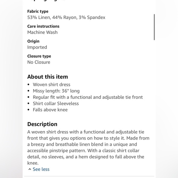 Nic & Zoe Cafe Striped Linen Blend Shirt Dress Sleeveless Excellent Size S - Picture 4 of 12